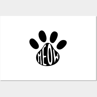 Meow Cat Paw Illustration Posters and Art